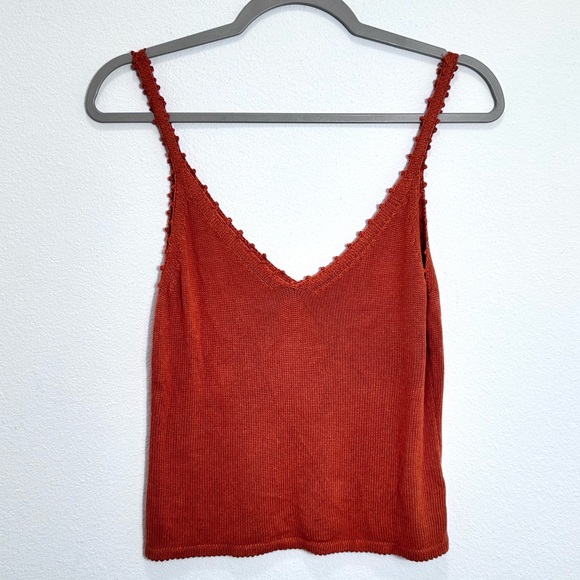 Reformation Tops - Reformation Wisteria Knit Crochet Crop Tank Sweater in Burnt Orange Women's XS